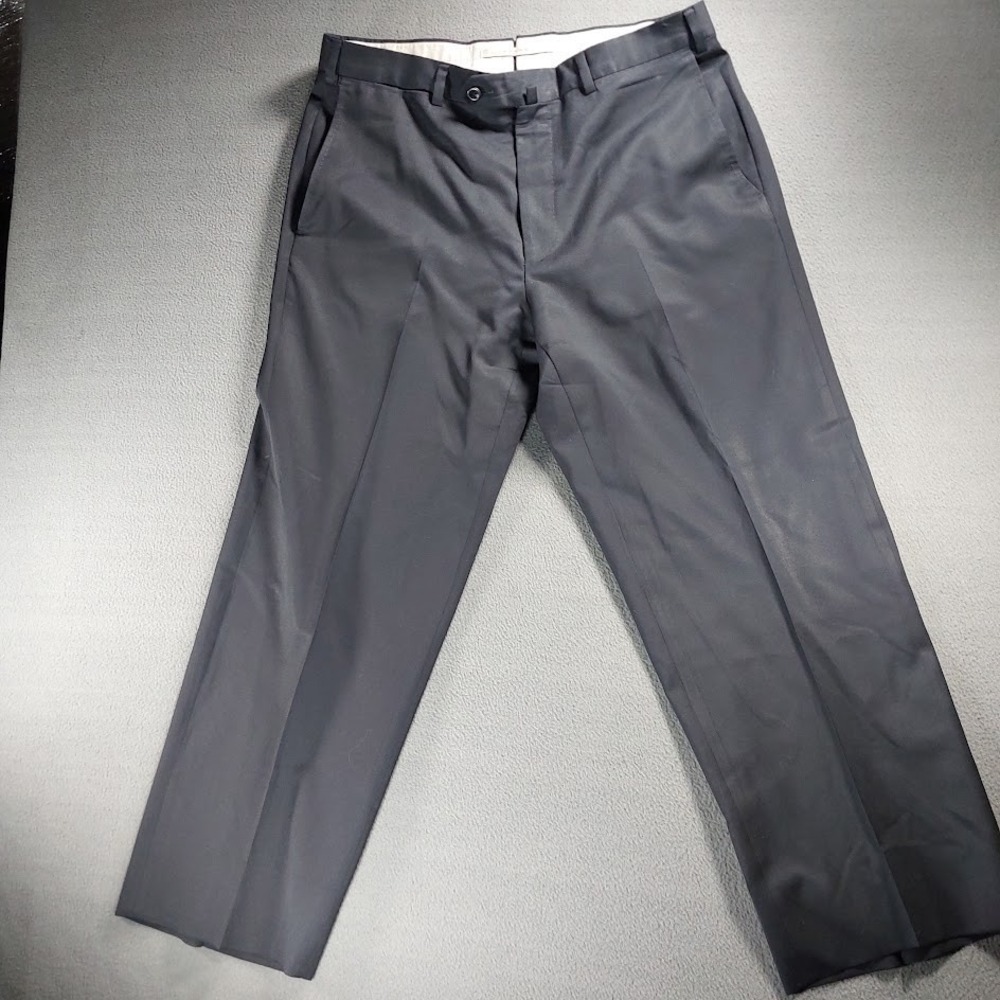 Ermenegildo Zegna Wool Dress Pants 34x26 Gray Flat Front Made Portugal